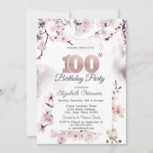 桜100歳の誕生日 招待状 (正面)