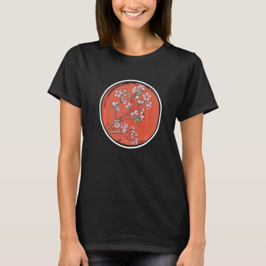 桜 さくら 日本 日の丸 旗 日本 Tシャツ (正面)