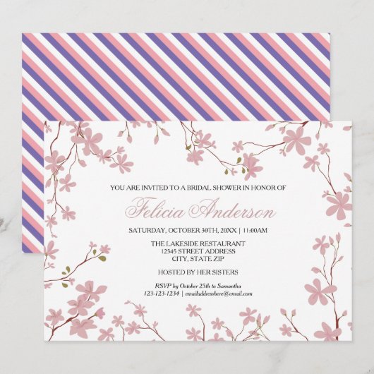 桜 - ウェディングシャワー招待状 招待状 (正面/裏面)