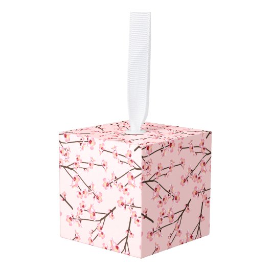 桜 キューブオーナメント (正面アングル)