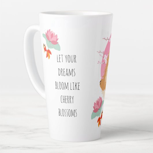 桜 – チャウ – ラテマグカップと文字カスタマイズ カフェラテマグ (左アングル)