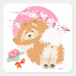 桜 – チャウ – 白いシール スクエアシール