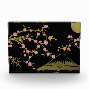 桜 ピンク ゴールド ブラック 和風 スクリーン ポスター フォトブロック