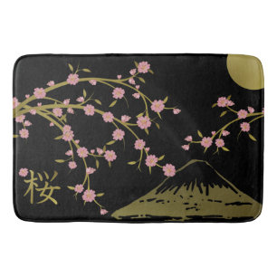 桜 ピンク ゴールド ブラック 日本 和風 屏風 ポスター バスマット