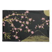 桜 ピンク ゴールド 黒 日本 和風 画面 ポスター 枕カバー (裏面)