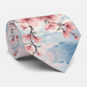 桜 ピンク ブルー ネクタイ (ロール)