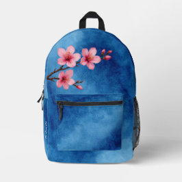 桜 ピンク ブルー モノグラム プリントバックパック