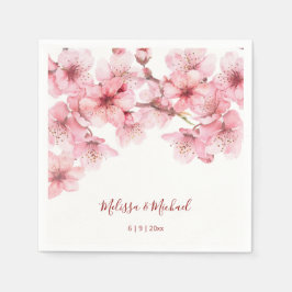 桜 ピンク ホワイト ウェディング スタンダードカクテルナプキン