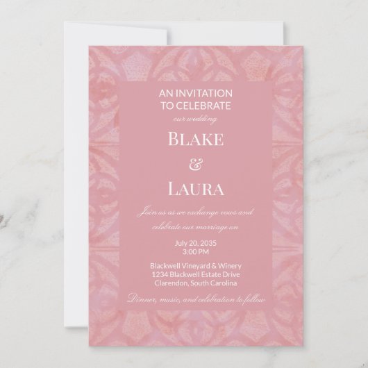 桜 ピンク 春の花 バティック カスタム 招待状 (正面)