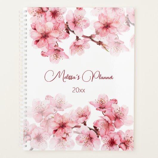 桜 ピンク 白 カスタムデザイン プランナー手帳 (正面)