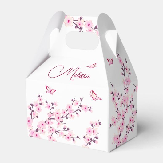 桜 ピンク 白 カスタム バースデー フェイバーボックス (裏面サイド)