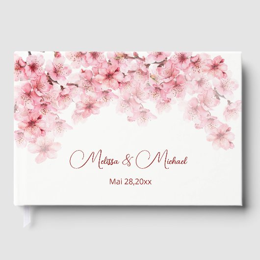 桜 ピンク 白 結婚式 ゲストブック (正面)