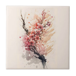 桜 ピンク 赤 花柄 キッチン バスルーム タイル