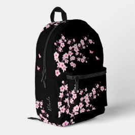 桜 ピンク 黒 モノグラム プリントバックパック