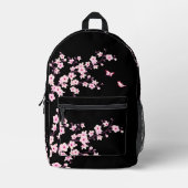 桜 ピンク 黒 モノグラム プリントバックパック (正面)