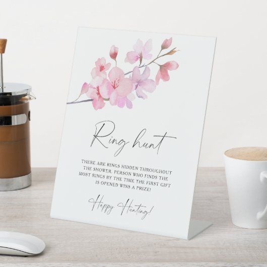 桜-リングや輪狩りブライダルシャワーゲーム 台座サイン (インサイチュ)