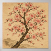 桜 - 伝統的な日本美術スタイル ポスター (正面)