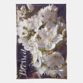 桜。 幸せなイースター キッチンタオル (縦)