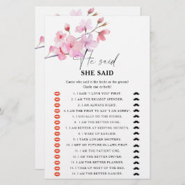 桜 – 彼は彼女はブライダルシャワーゲームと言った