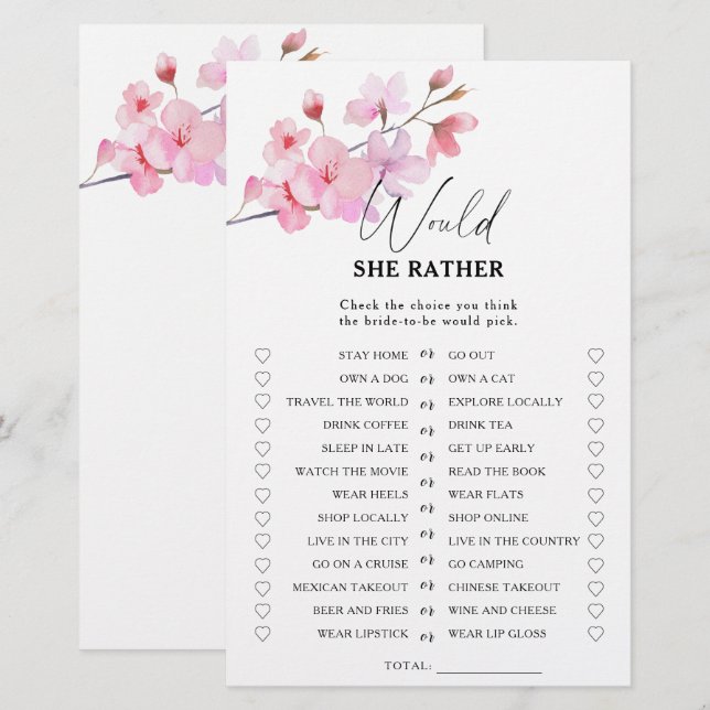 桜 – 彼女はむしろブライダルシャワーゲーム (正面/裏面)