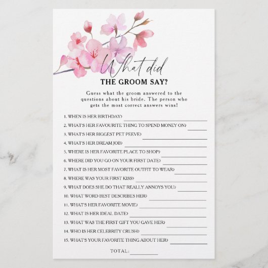 桜 – 新郎は何と言ったブライダルゲーム (正面)