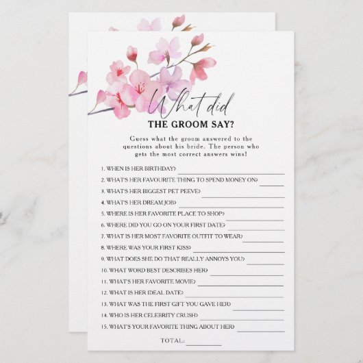 桜 – 新郎は何と言ったブライダルゲーム (正面/裏面)