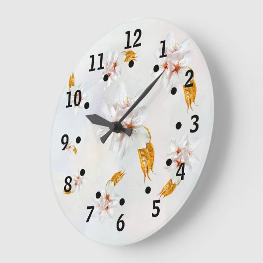 桜-日本のさくらんぼの花 ラージ壁時計 (傾斜)