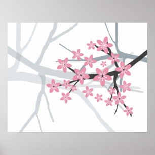 桜-日本のさくらんぼツリーブロッサムプリント ポスター