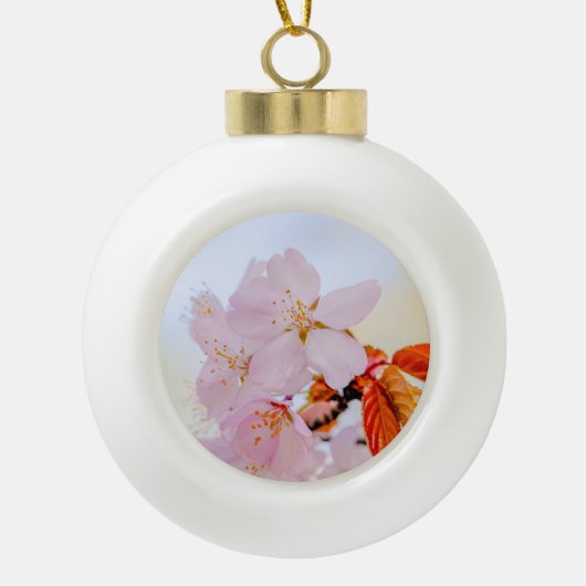 桜-日本のさくらんぼ セラミックボールオーナメント (正面)