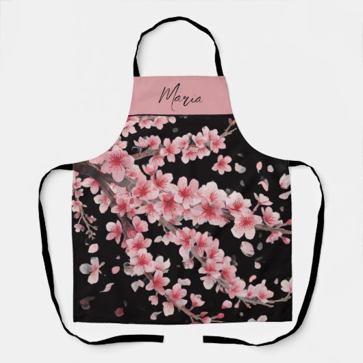 桜 桃色 白 エプロン (正面)