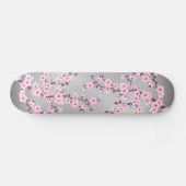 桜 灰色 ピンク アジア 花柄 スケートボード (横)
