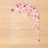 桜 白い ウェディング アクリル招待状 (正面)