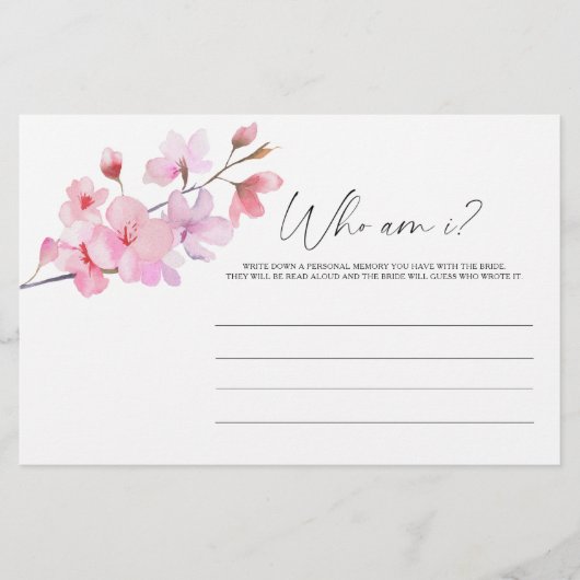 桜 – 私のブライダルシャワーゲーム 便箋 (正面)