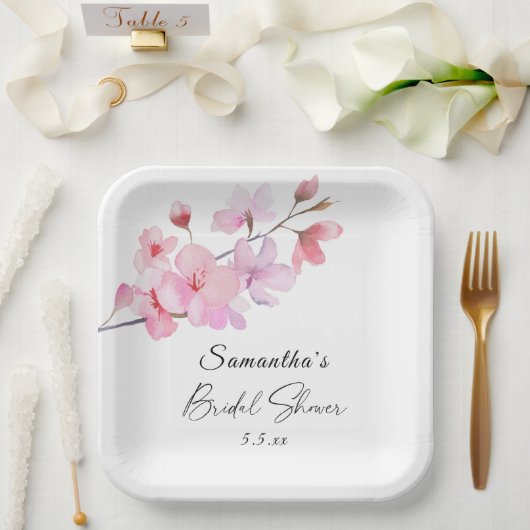 桜-結婚のブライダルシャワー ペーパープレート (ウェディング)