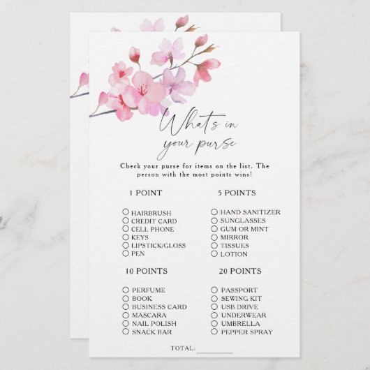 桜 – 財布のゲームの内容 (正面/裏面)