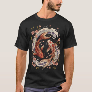 桜 鯉の図 日本の伝統美 Tシャツ