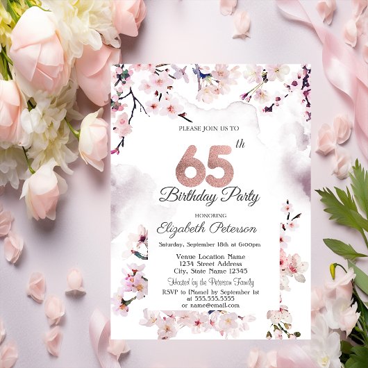 桜 65歳の誕生日 招待状