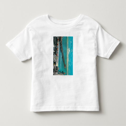 桟橋およびビーチおよびロングビーチ トドラーTシャツ (正面)