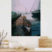 桟橋で捕鯨船 ポスター (キッチン)