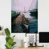 桟橋で捕鯨船 ポスター (ホームオフィス)