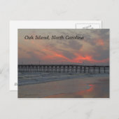 桟橋と日没 – Oak Island, NC ポストカード (正面/裏面)