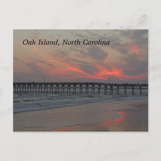 桟橋と日没 – Oak Island, NC ポストカード (正面)