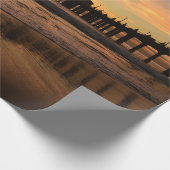 桟橋のビーチの日没 ラッピングペーパー (角)