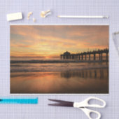 桟橋のビーチの日没 薄葉紙 (クラフト)