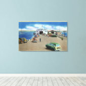 桟橋のフェリーの景色 キャンバスプリント (インサイチュ (ウッドフロア))