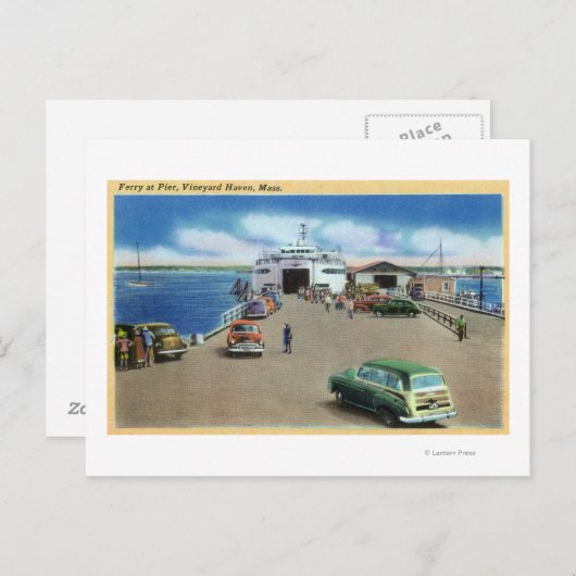 桟橋のフェリーの景色 ポストカード (正面/裏面)