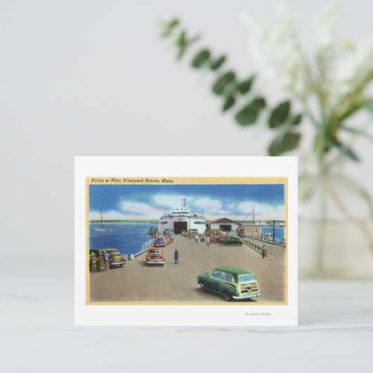 桟橋のフェリーの景色 ポストカード (スタンド正面)