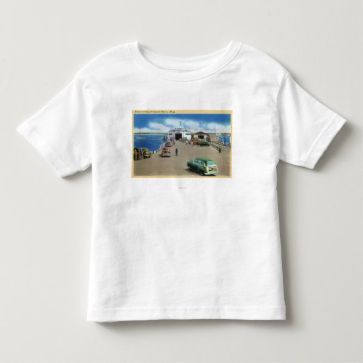 桟橋のフェリーの眺め トドラーTシャツ (正面)