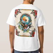 桟橋のペリカンTシャツ | 海辺のマリーナ自然 Tシャツ (裏面)