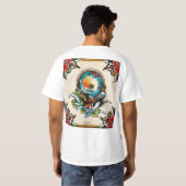 桟橋のペリカンTシャツ | 海辺のマリーナ自然 Tシャツ (裏面フル)